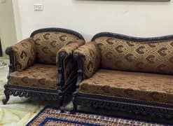 used 6 seater shesham sofa set for sale urgently. condition 10 by 10