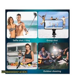 foldable selfie stick with led light and bluetooth remote