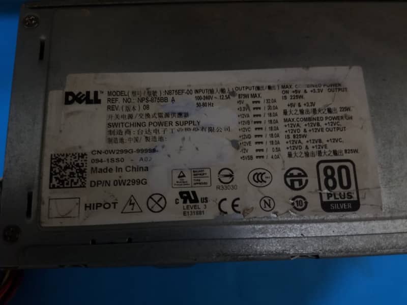 Dell - 875 Watt - 80+ Silver PSU 1