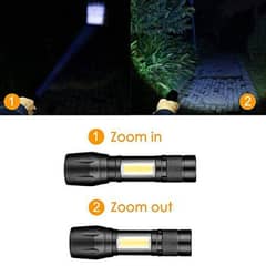 Zoomable Rechargeable LED Torch-Micro USB Charging with Cable and Case