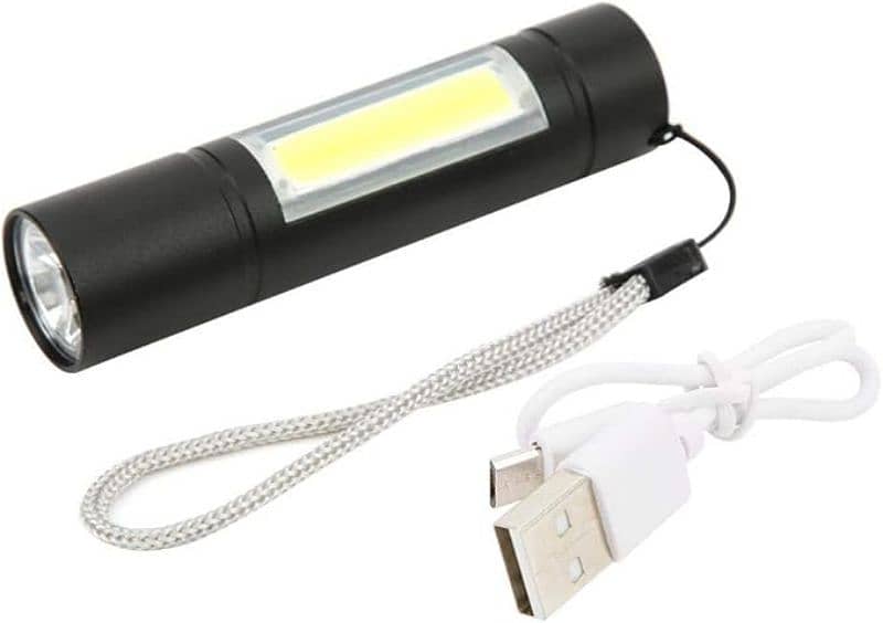 Zoomable Rechargeable LED Torch-Micro USB Charging with Cable and Case 8