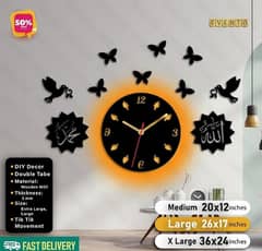 All Pakistan Free dilevery Islamic Wooden Clock With Light_Large 0