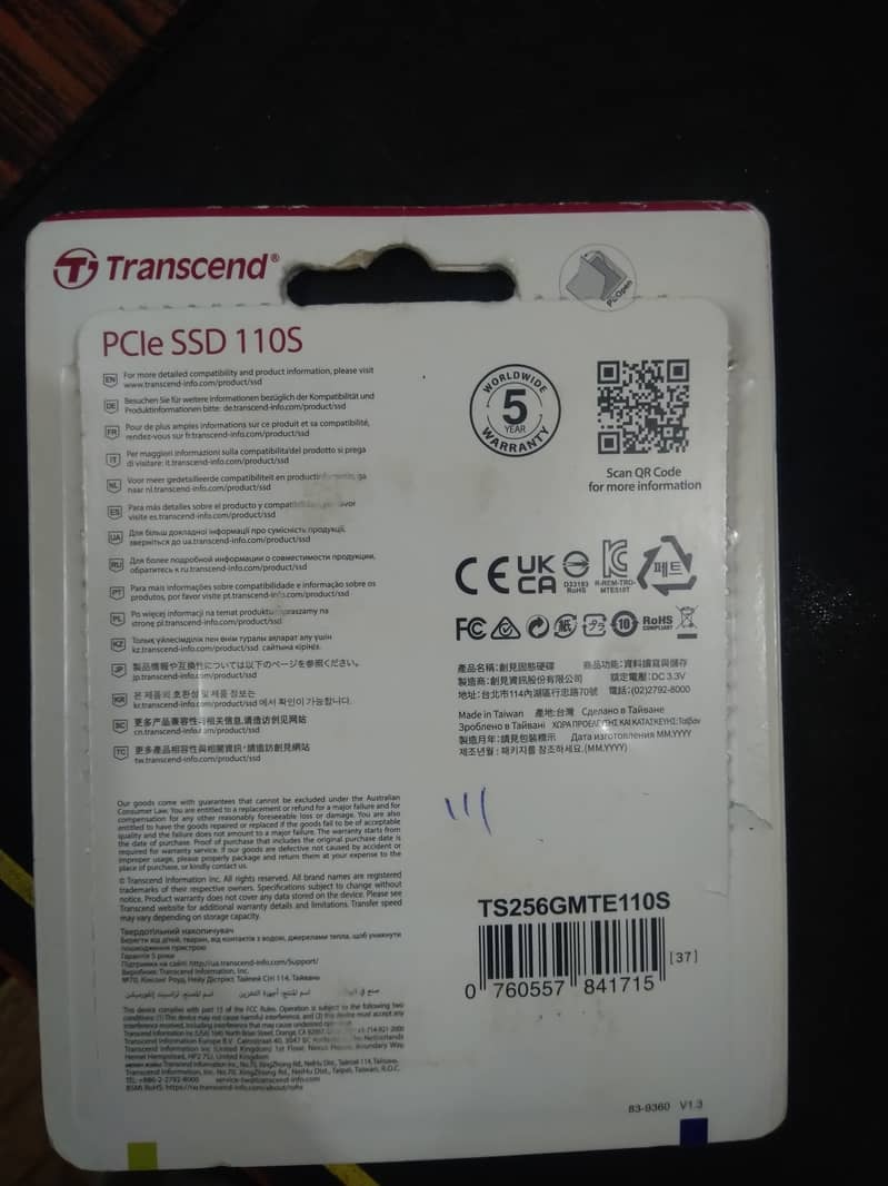 Transcend 110S (256GB) M. 2 NVME SSD (Gen3 x4) 10/10 Condition 1
