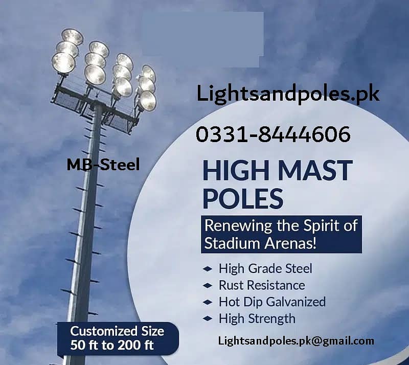 Flag Poles, Solar Street Lights, WAPDA Poles LT/HT, and Stadium Pole 2