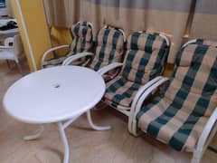 UPVC Outdoor Chairs Lawn For Terrace & Garden - 4 Chairs with Table