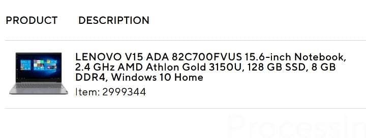 Lenovo V15 ADA 15.6 inch notebook 2.4 GHz AMD Anthlon Gold 128 GB SSD 1