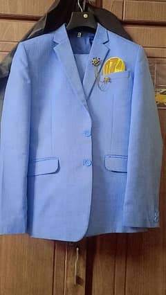 3 Piece Suit Pant Coat (Light Blue Color)