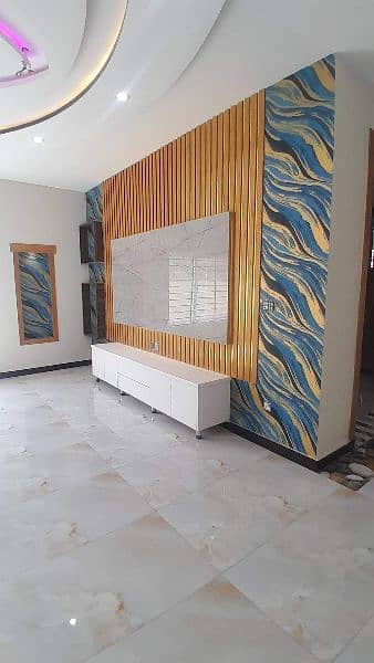 Pvc Wallpaper. Pvc Wall panelling. Wooden Pvc Flooring. Media wall 10