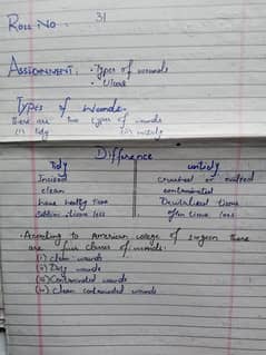Hand written assignments