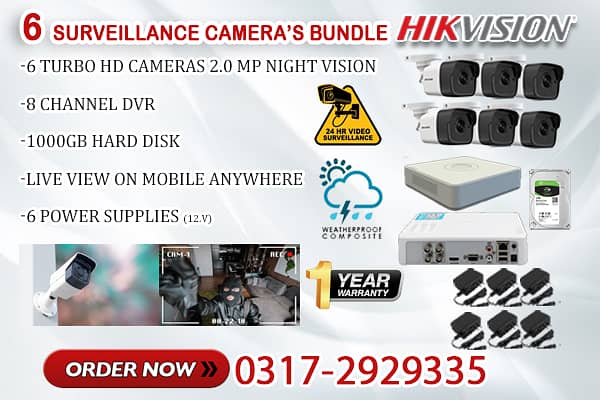 6 CCTV Cameras Bundle, Brand HIKVision 0