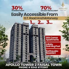 FAISAL TOWN APOLLO TOWER 2 Bed Easy installment 30% DownPayment