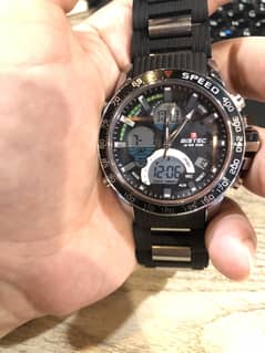 Bistec Luxury Digital Dual Time Watch Watch for Mens-Black Strap