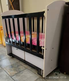 Wooden Baby Cot With Mattress