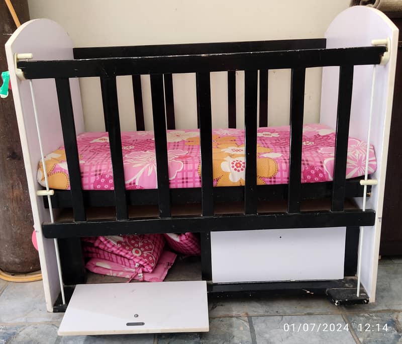 Wooden Baby Cot With Mattress 3