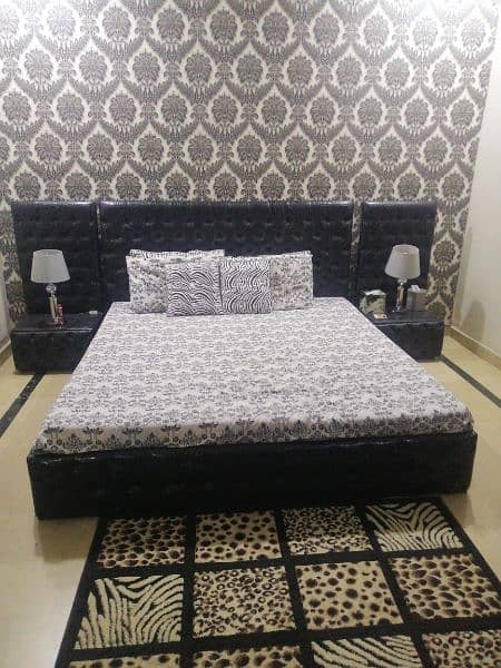 Double Bed fully leather with two side tables 0