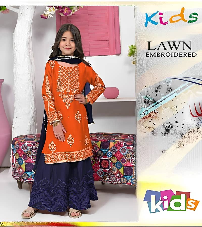 Branded & Premium Lawn Embroidery Summer Suits for Girls 1