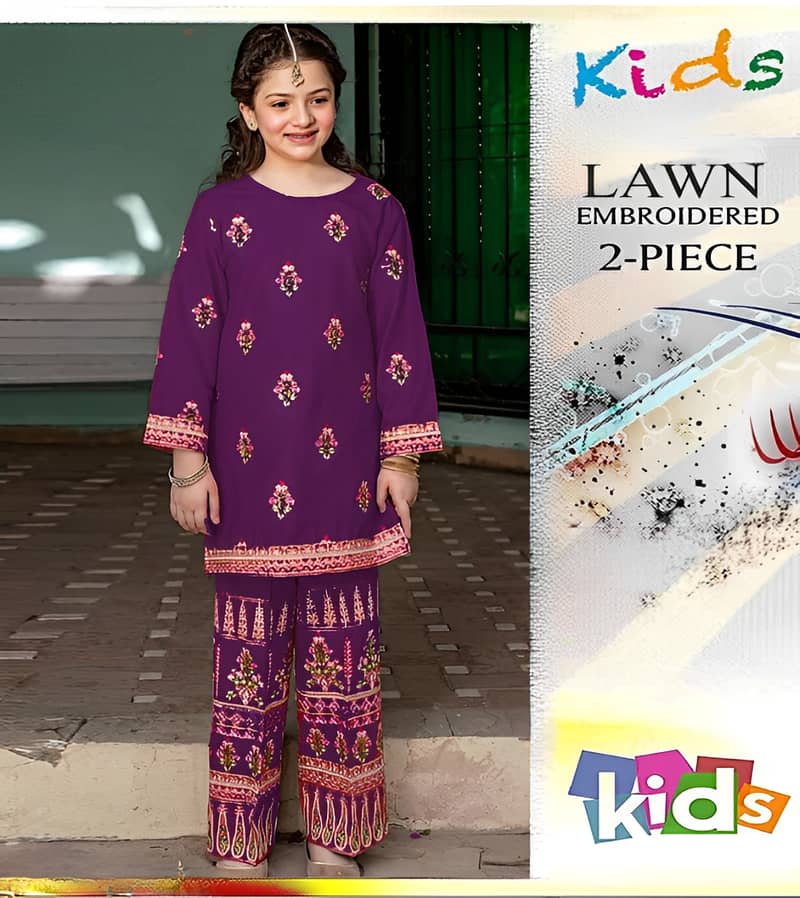 Branded & Premium Lawn Embroidery Summer Suits for Girls 2