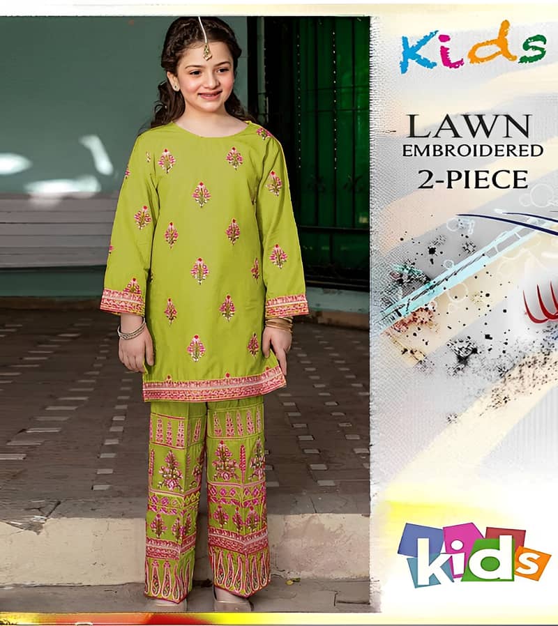 Branded & Premium Lawn Embroidery Summer Suits for Girls 3