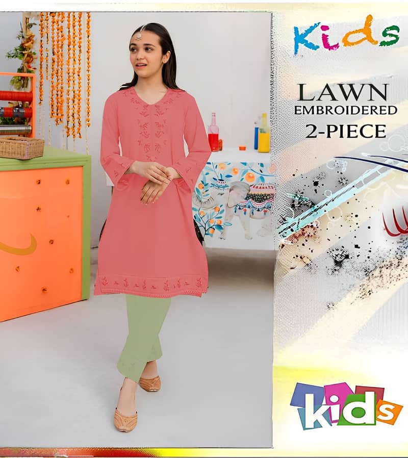 Branded & Premium Lawn Embroidery Summer Suits for Girls 4
