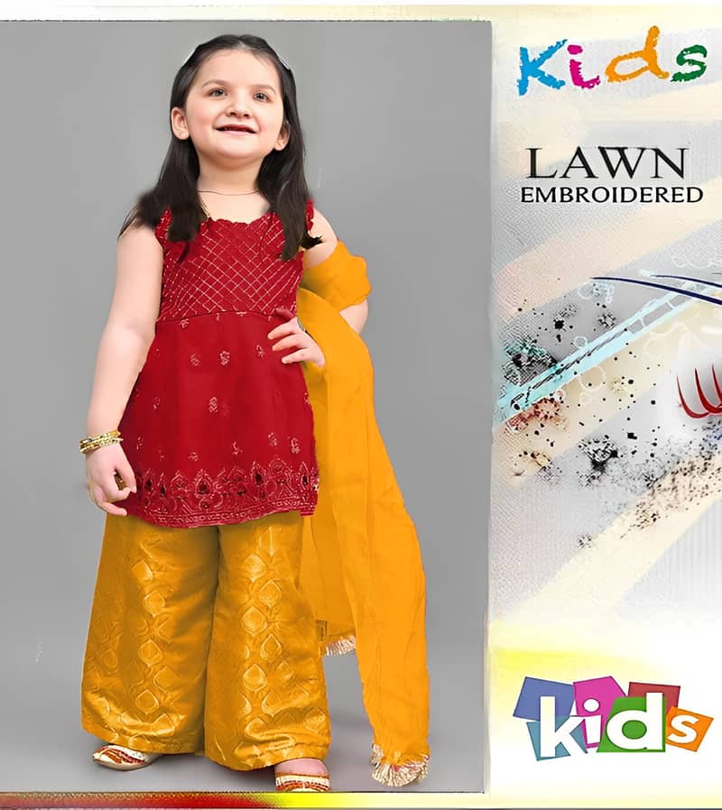 Branded & Premium Lawn Embroidery Summer Suits for Girls 5