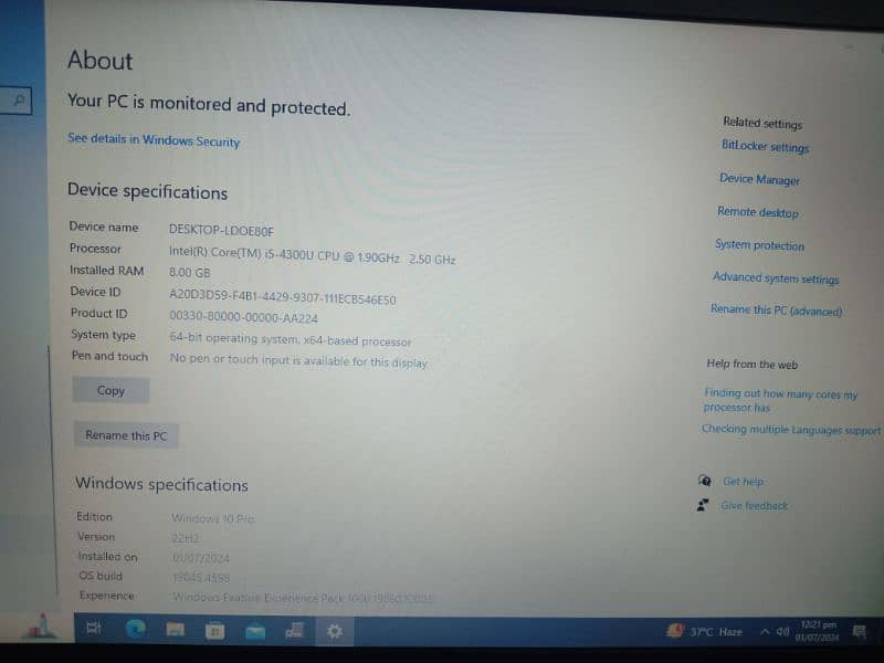 Dell latitude core i5' 4th gen,8GB,256 SSD Window 10 4