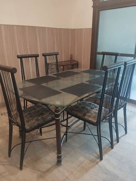 6-Seater Glass Dining Table with Metal Chairs - Excellent Condition 1
