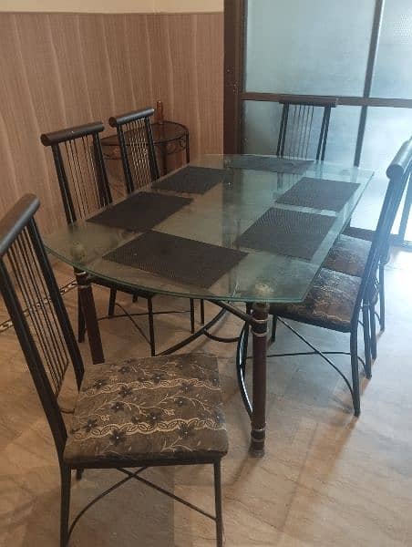 6-Seater Glass Dining Table with Metal Chairs - Excellent Condition 2