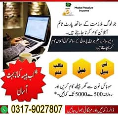 Online job available, Typing/Assignment/Data Entry/Ad posting etc