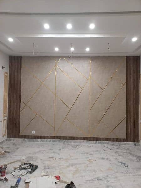 Wall design/vinyl sheet/wooden floor/pop ceiling/wall paper/study room 4