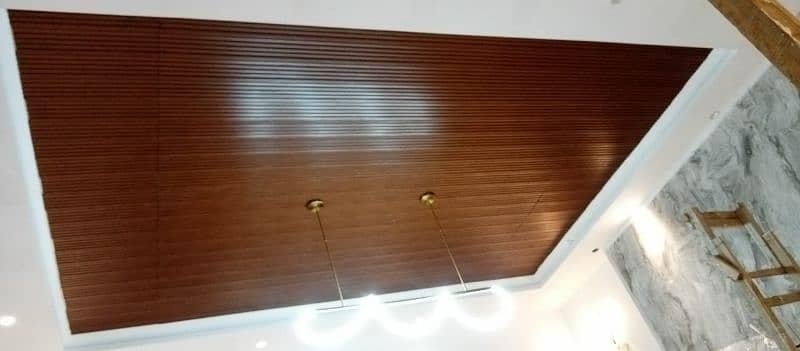 Ceiling design/lights/paint/wooden blinds/wpc pannel/CNC partition/gla 1