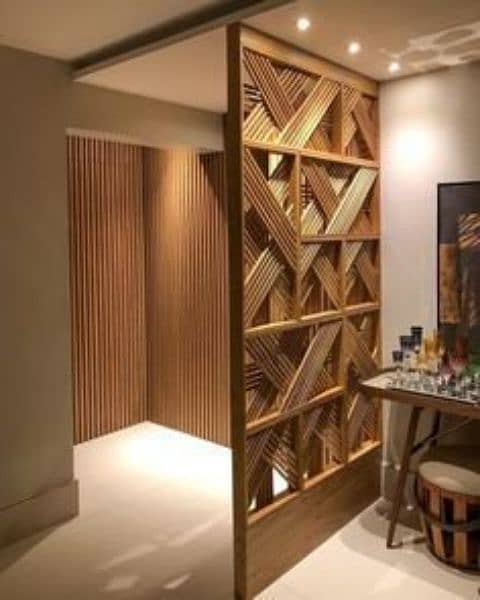 Ceiling design/lights/paint/wooden blinds/wpc pannel/CNC partition/gla 6