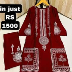 2pc stitched linenblock printed suit