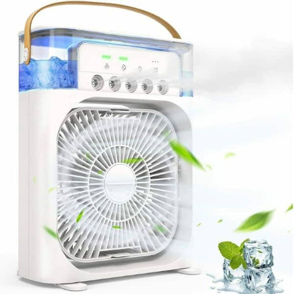 3 In 1 Mini Portable USB AC Fan Humidifier & LED Water Lamp 0