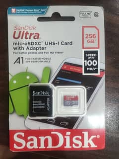 Scan Disk Ultra microSDXC UHS-I Card with Adapter 256GB, Speed 100 MB