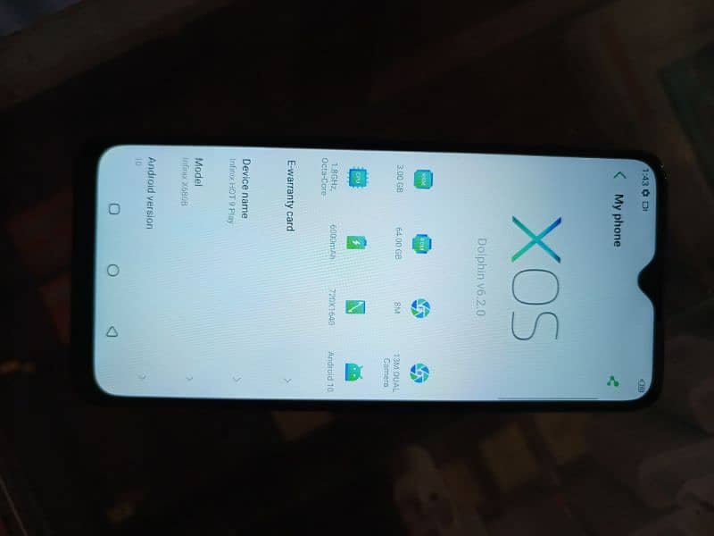 infinix hote 9 play 10 by 10 condition green colour 3/64 with box 4