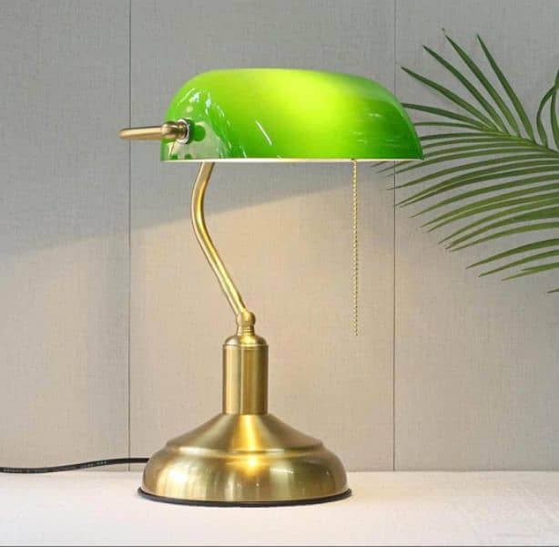 Green Cap Glass Banker Study Lamp(Each) 2
