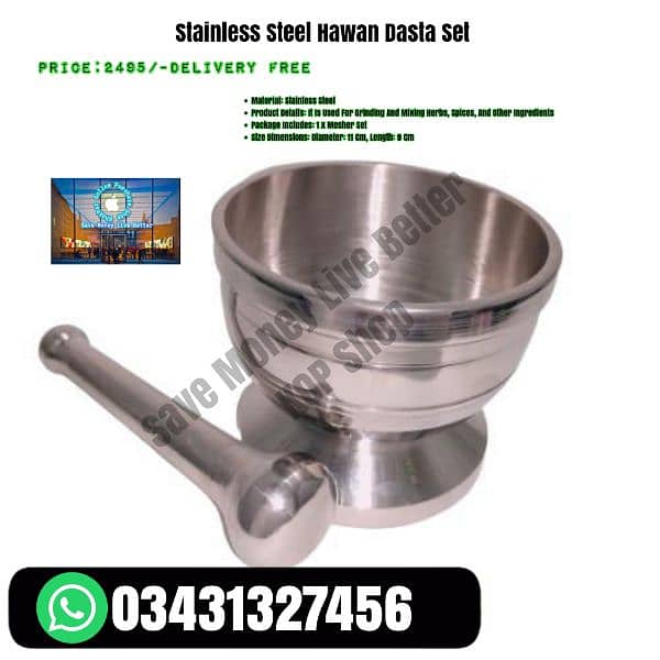 Stainless Steel Hawan Dasta Set 0