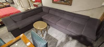 L shape sofa 7 seatee with jute fabric and quality foam