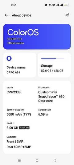 Oppo A96 Black 
8/128 GB