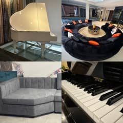 Basscelf Grand Piano / pool table / Rugs / sofa / keyboards