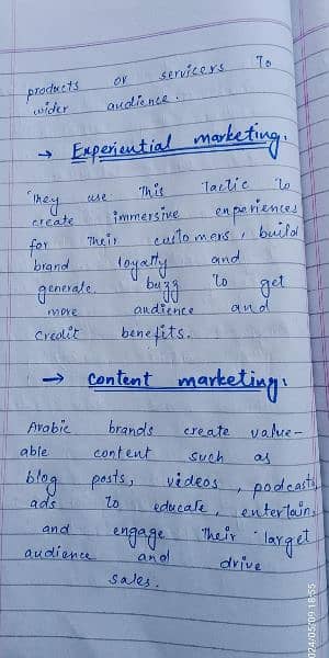 hand writings assignment & content writing work 6