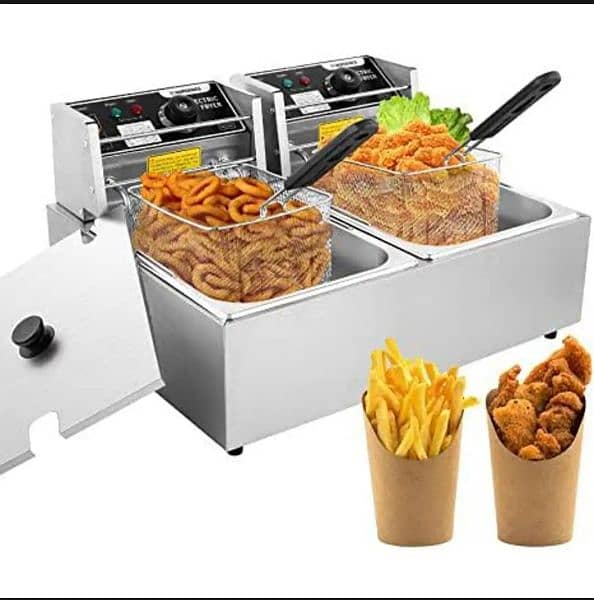 Electric Double 12L Deep Fryer French Fries Electric Fryer Machine. 2