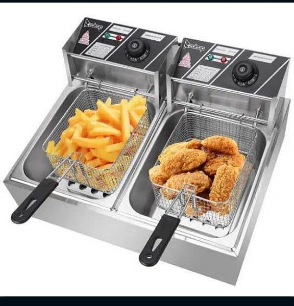 Electric Double 12L Deep Fryer French Fries Electric Fryer Machine. 0