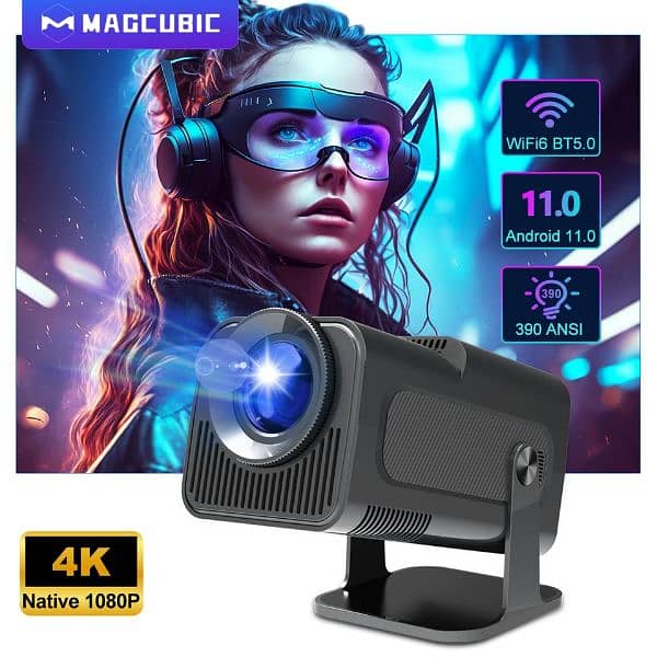 Magcubic 4K Native 1080P Android 11 Projector 390ANSI HY320 1