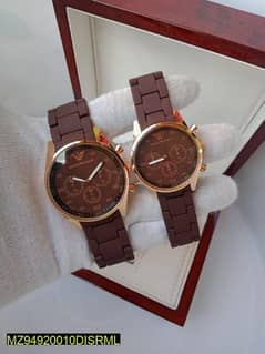 Beautiful Men's And Female Couple's Watch  Brown