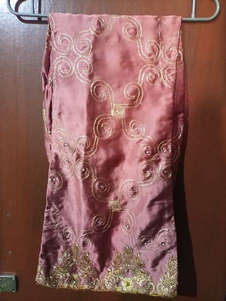 3 piece embroidery dress,net shirt, net dupatta,silk trouser. 3