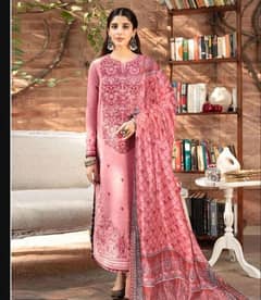 3pcs embroidered unstitched suit for women's