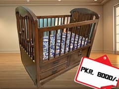 Baby Cot | Superb Conditon | Wooden w/ Tyres and Mattress |