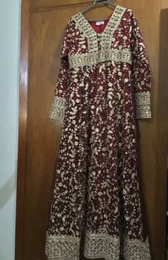 Haseens maxi in maroon colour with dupatta