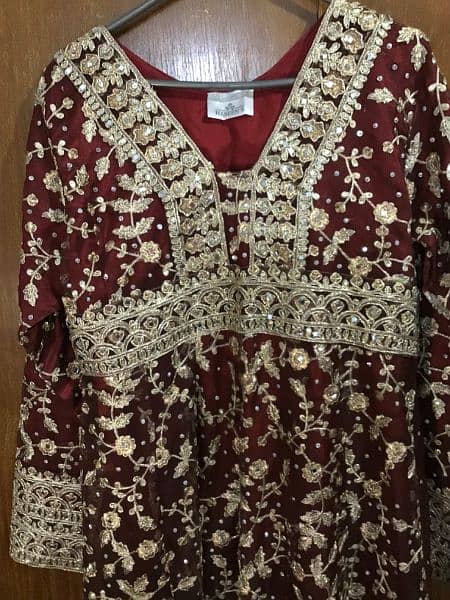 Haseens maxi in maroon colour with dupatta 1